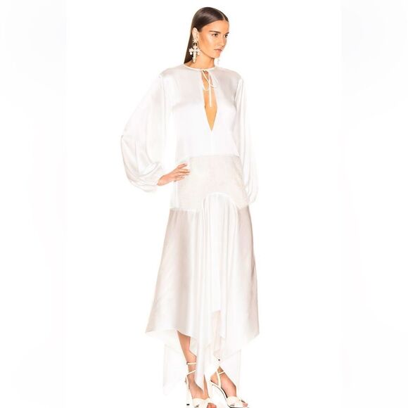 MARQUES' ALMEIDA embroidered silk maxi dress White flapper bridal $1300 NWT S - Picture 3 of 16